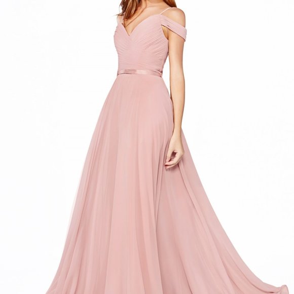 Dusty Rose A-Line Off the Shoulder Chiffon Convertible Dress